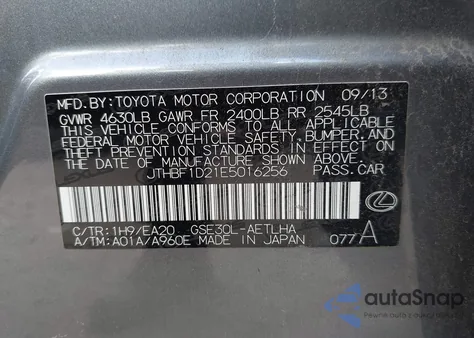 2014 Lexus Is 250 from USA, damaged, VIN JTHBF1D21E5016256